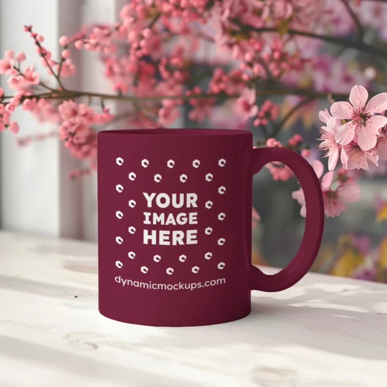 11oz Blank Maroon Ceramic Coffee Mug Mockup Template
