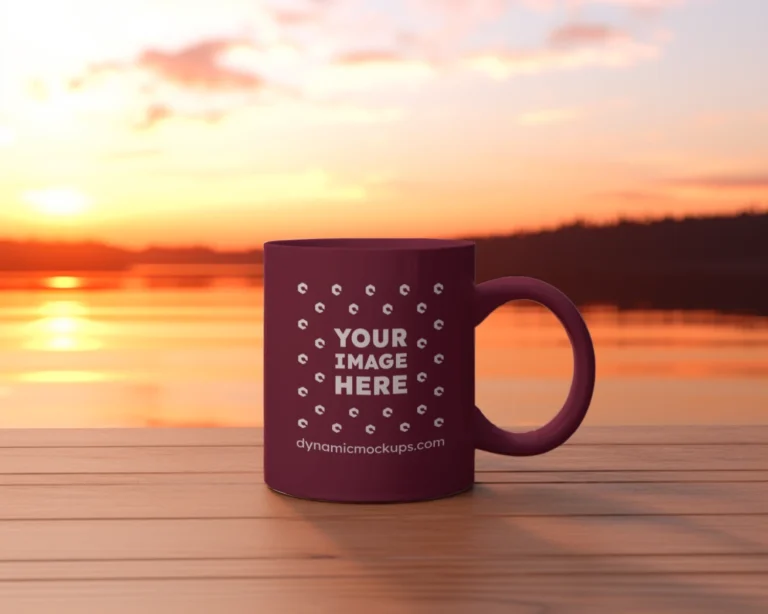 11oz Blank Maroon Ceramic Coffee Mug Mockup Template