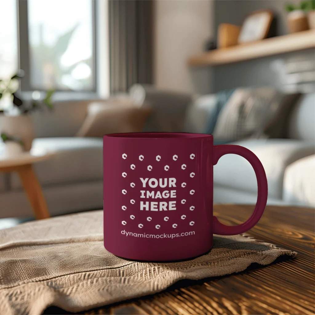 11oz Blank Maroon Ceramic Coffee Mug Mockup Template