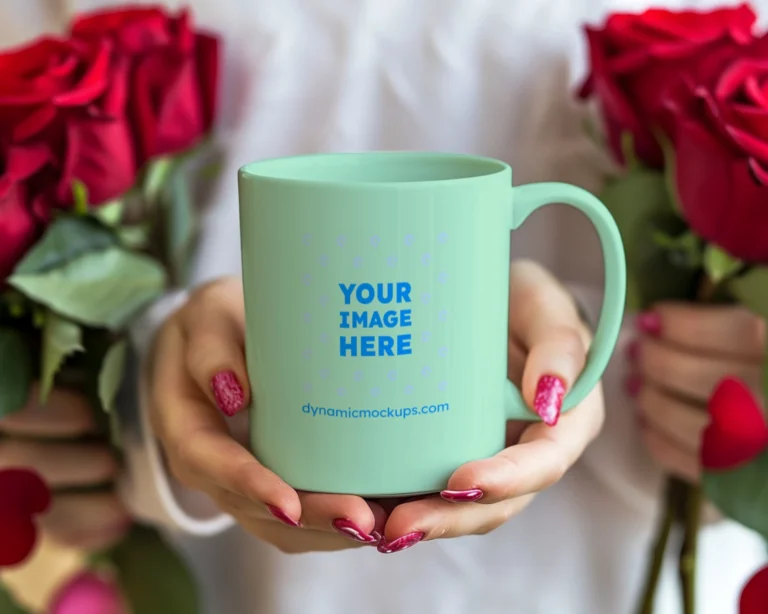 11oz Blank Mint Ceramic Coffee Mug Mockup Template
