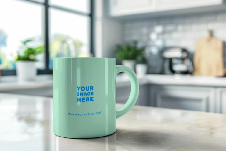 11oz Blank Mint Ceramic Coffee Mug Mockup Template