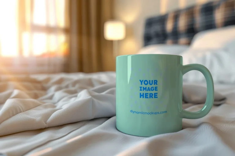 11oz Blank Mint Ceramic Coffee Mug Mockup Template