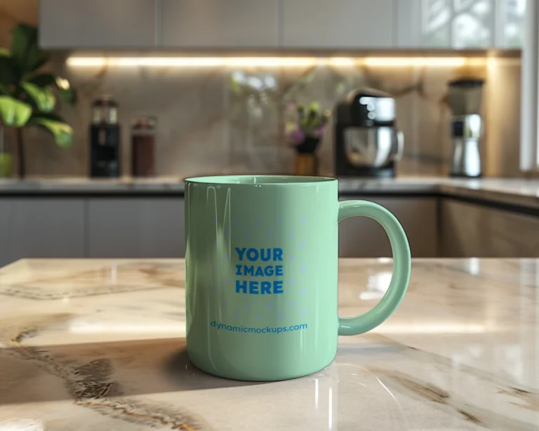 11oz Blank Mint Ceramic Coffee Mug Mockup Template