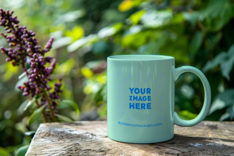 11oz Blank Mint Ceramic Coffee Mug Mockup Template
