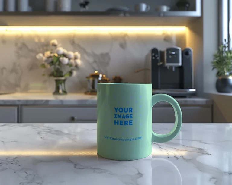 11oz Blank Mint Ceramic Coffee Mug Mockup Template
