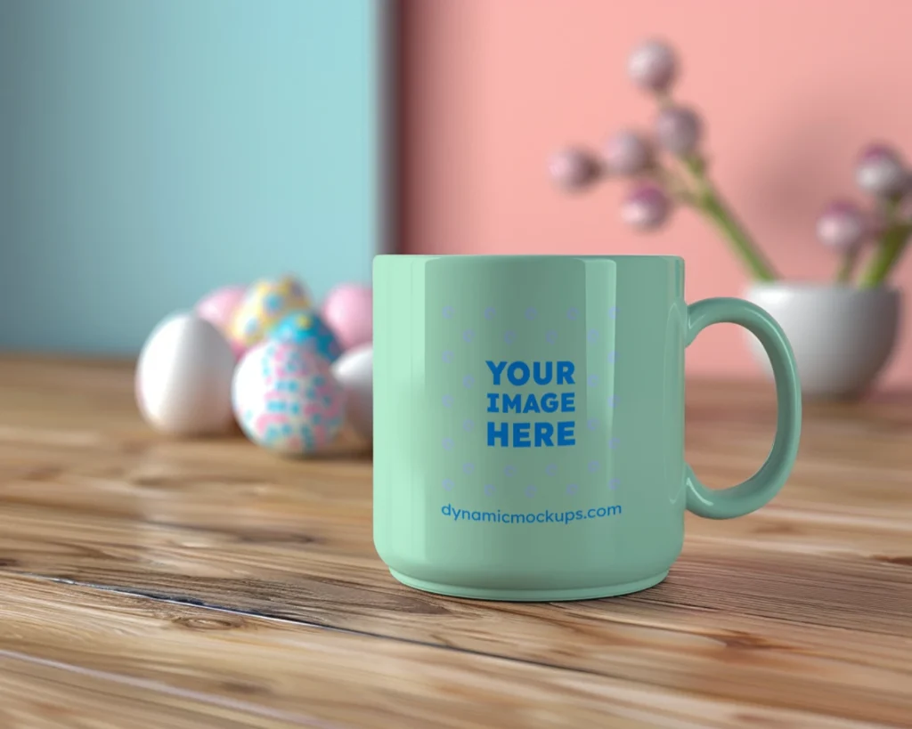 11oz Blank Mint Ceramic Coffee Mug Mockup Template