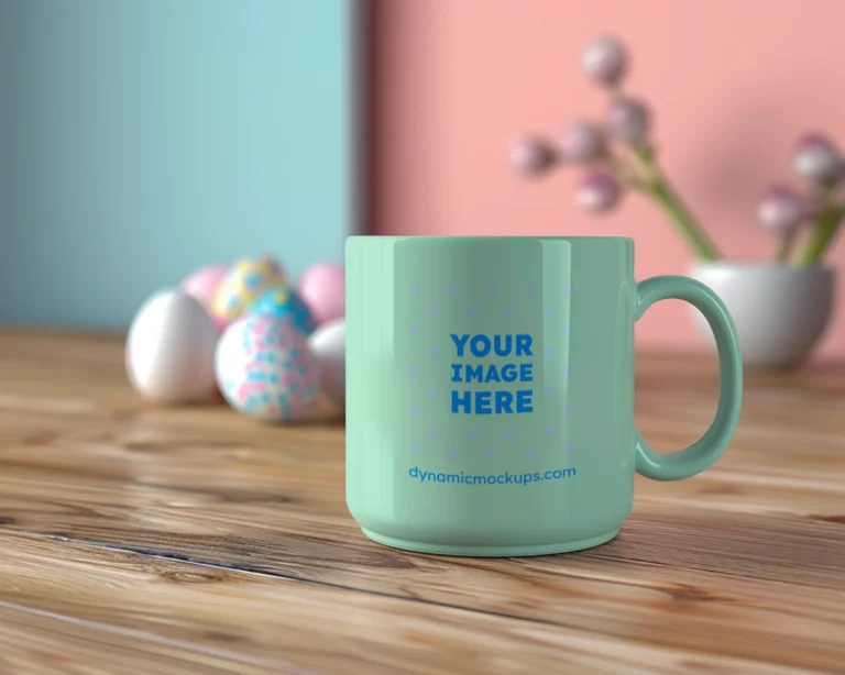 11oz Blank Mint Ceramic Coffee Mug Mockup Template