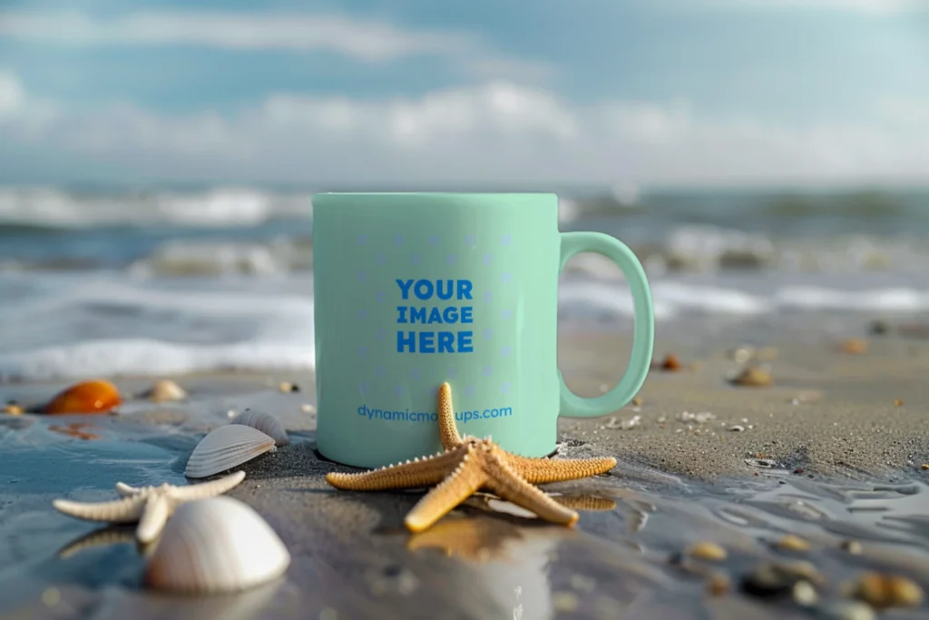11oz Blank Mint Ceramic Coffee Mug Mockup Template