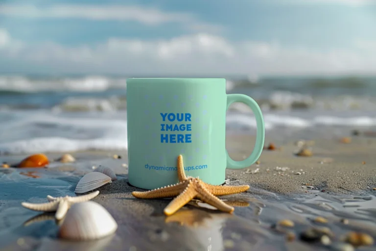 11oz Blank Mint Ceramic Coffee Mug Mockup Template
