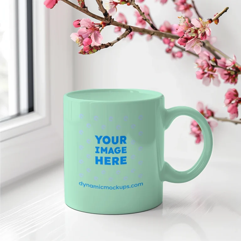 11oz Blank Mint Ceramic Coffee Mug Mockup Template