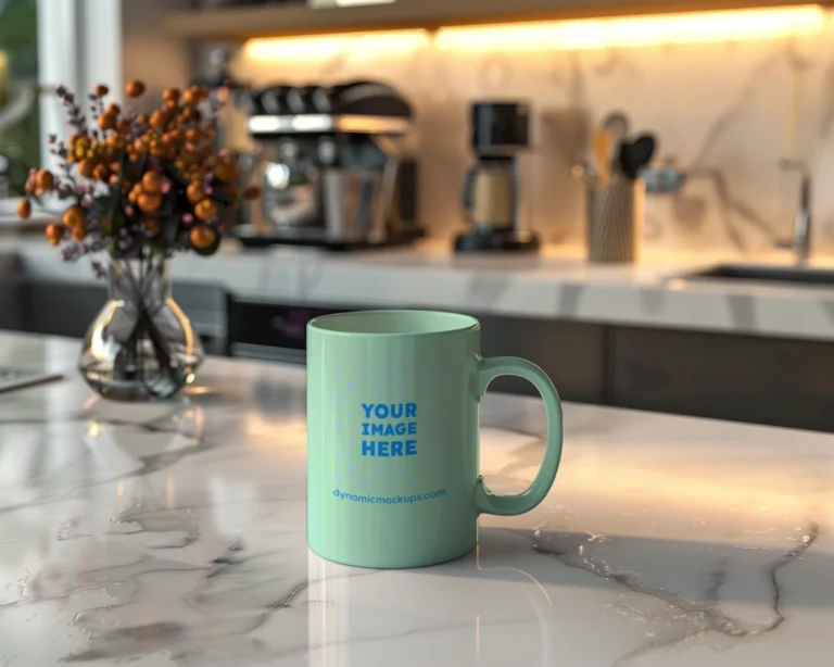 11oz Blank Mint Ceramic Coffee Mug Mockup Template