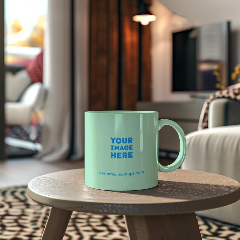 11oz Blank Mint Ceramic Coffee Mug Mockup Template