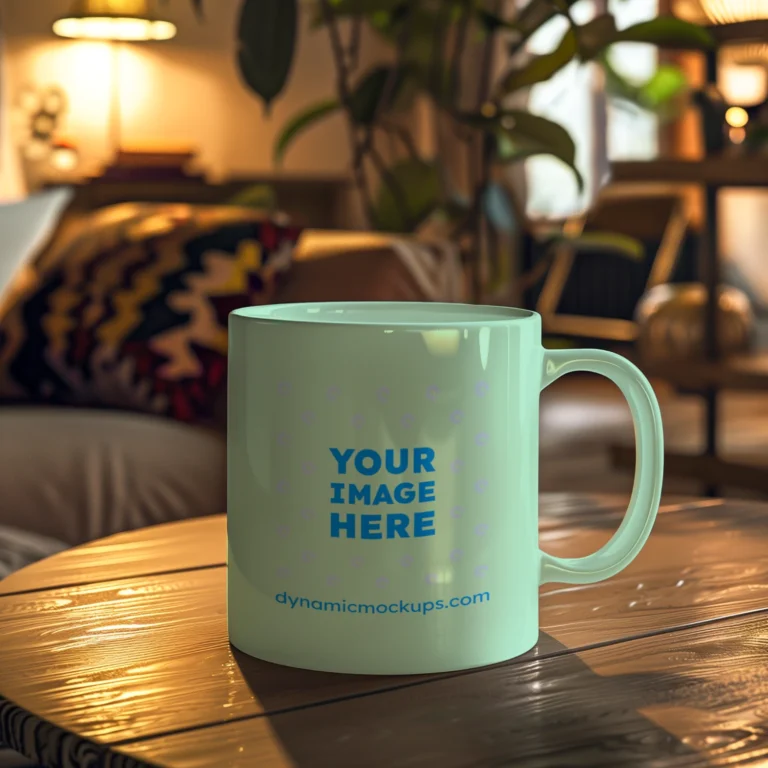 11oz Blank Mint Ceramic Coffee Mug Mockup Template