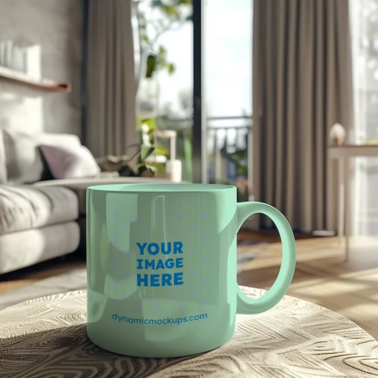 11oz Blank Mint Ceramic Coffee Mug Mockup Template
