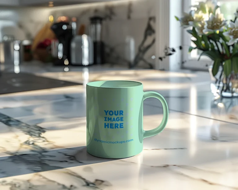 11oz Blank Mint Ceramic Coffee Mug Mockup Template