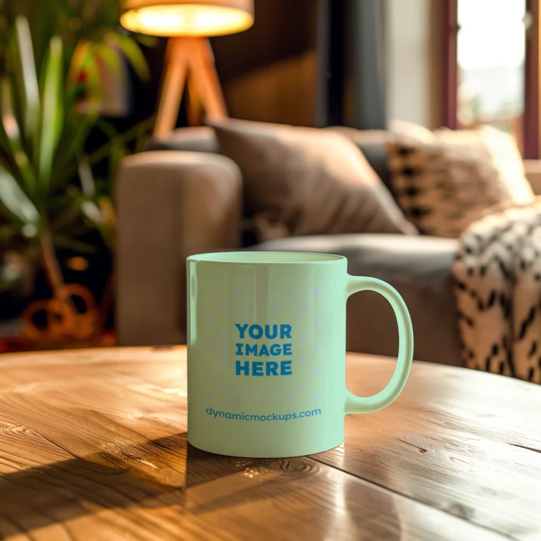 11oz Blank Mint Ceramic Coffee Mug Mockup Template