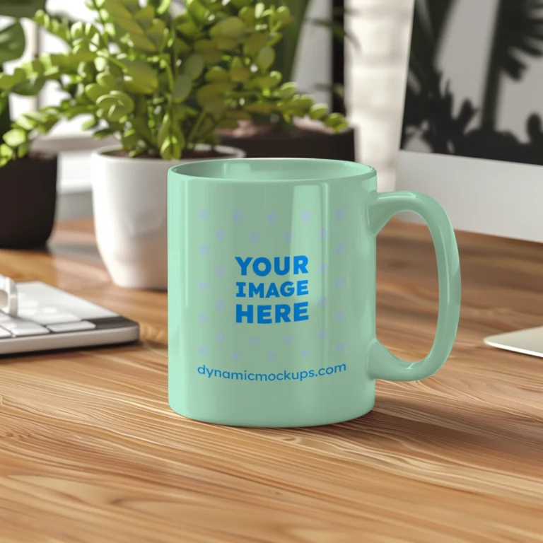 11oz Blank Mint Ceramic Coffee Mug Mockup Template