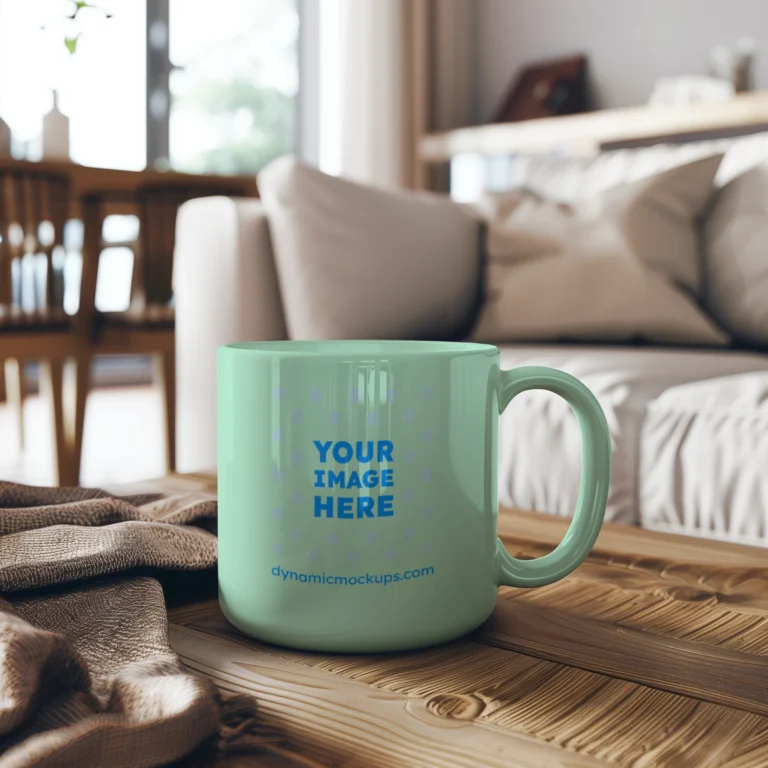 11oz Blank Mint Ceramic Coffee Mug Mockup Template