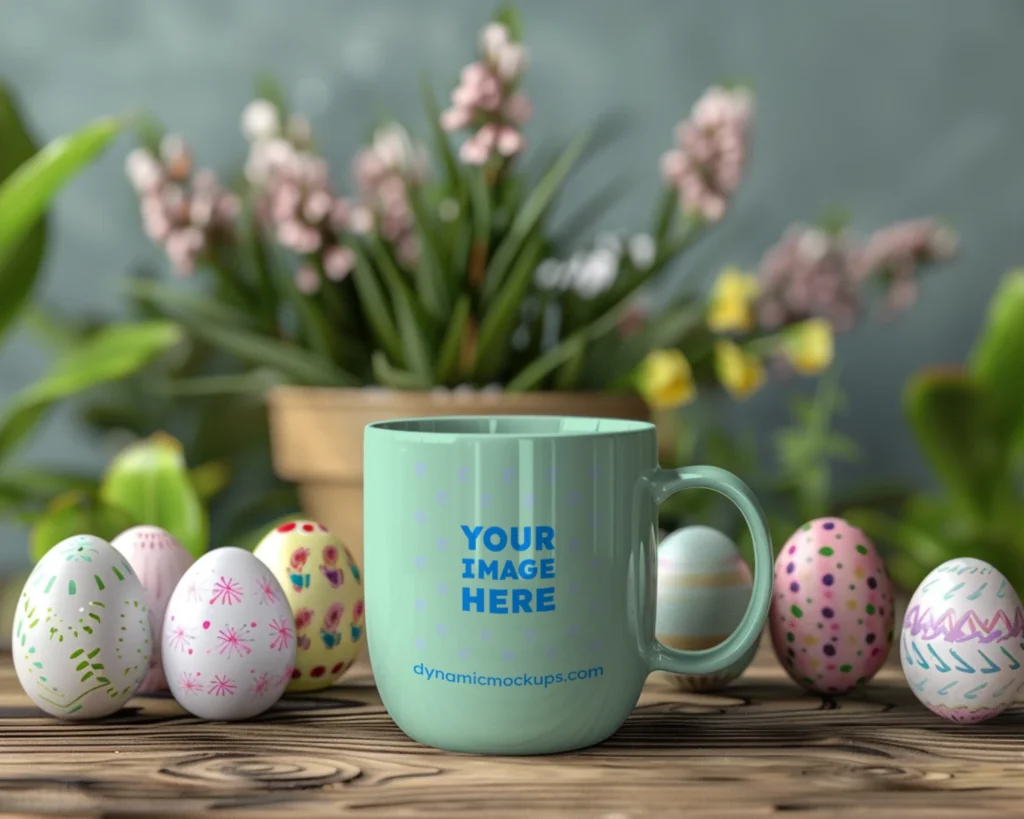 11oz Blank Mint Ceramic Coffee Mug Mockup Template