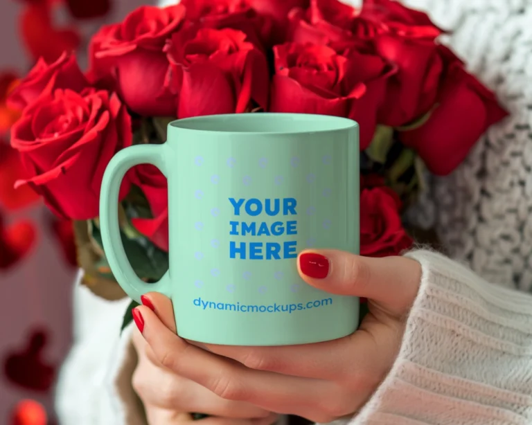 11oz Blank Mint Ceramic Coffee Mug Mockup Template