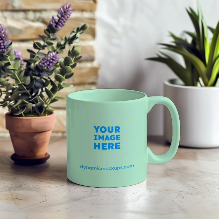 11oz Blank Mint Ceramic Coffee Mug Mockup Template