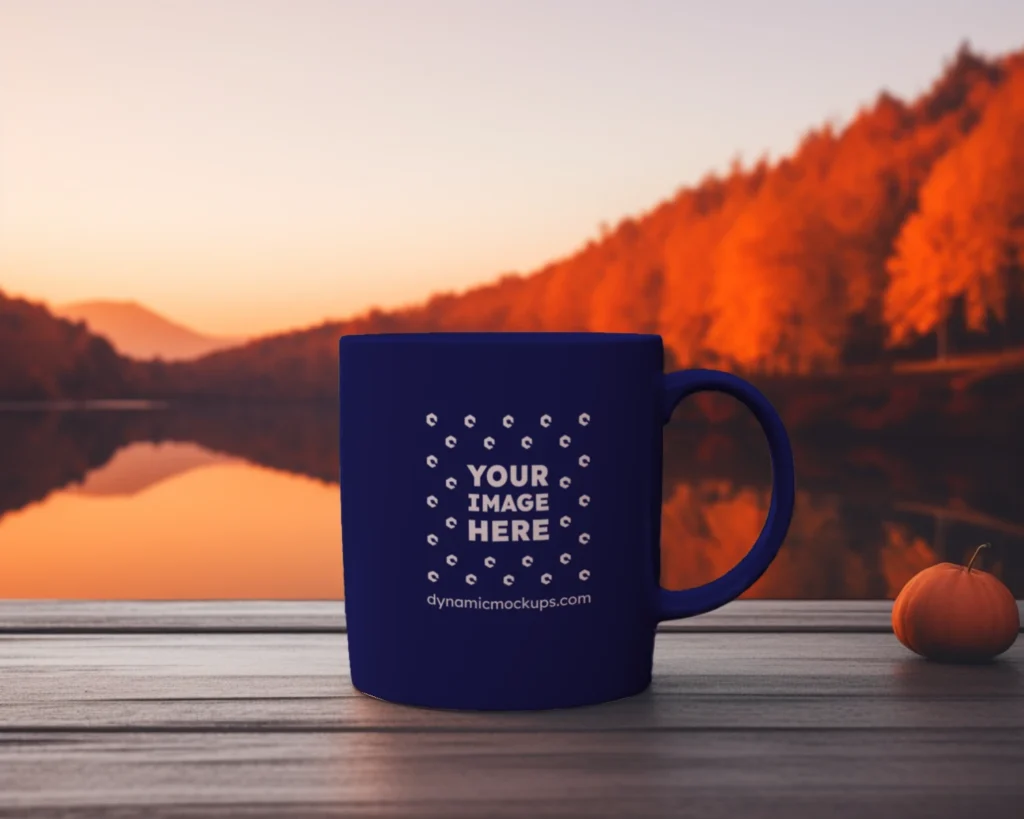 11oz Blank Navy Blue Ceramic Coffee Mug Mockup Template