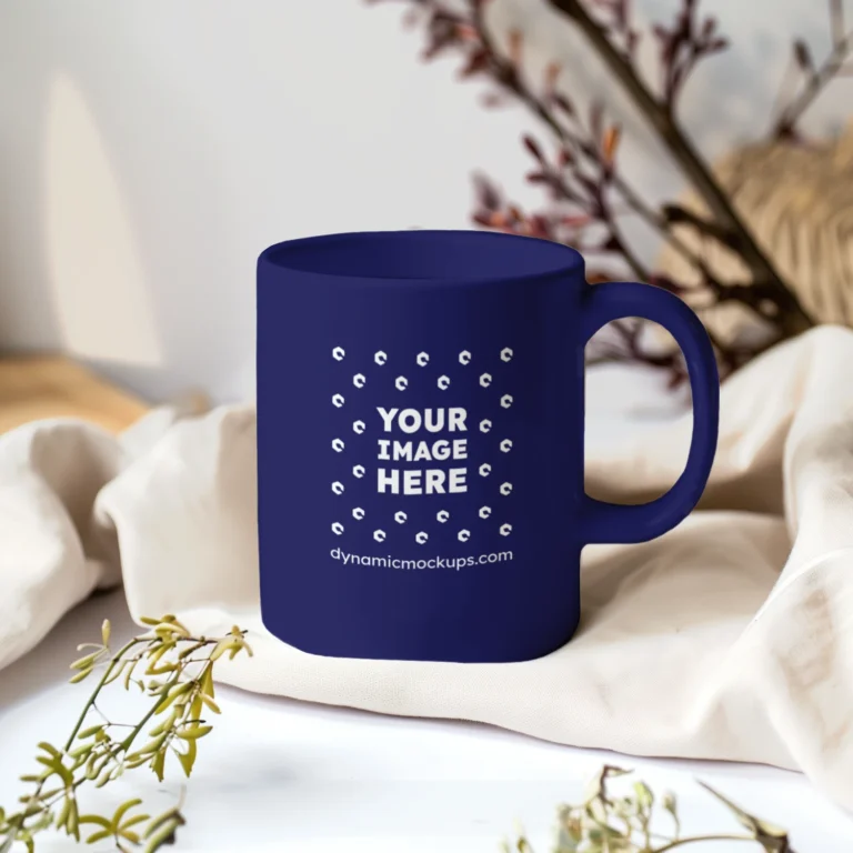 11oz Blank Navy Blue Ceramic Coffee Mug Mockup Template