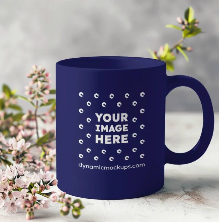 11oz Blank Navy Blue Ceramic Coffee Mug Mockup Template