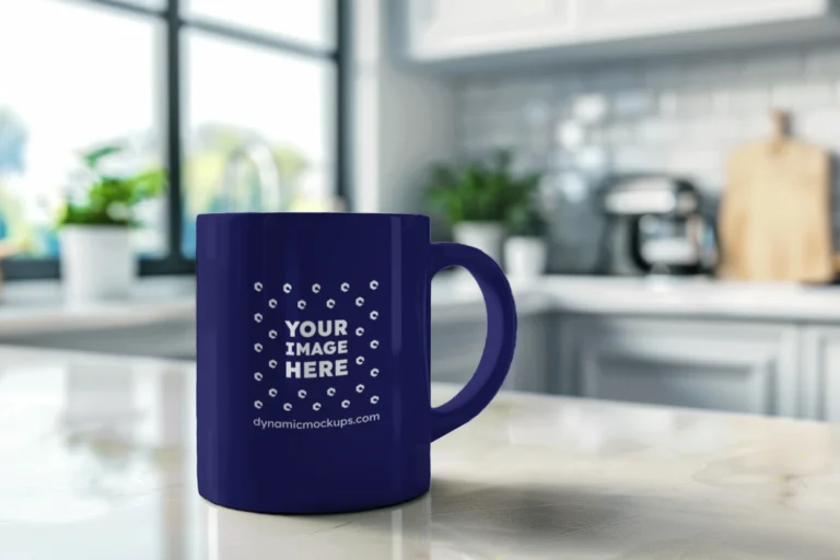 11oz Blank Navy Blue Ceramic Coffee Mug Mockup Template