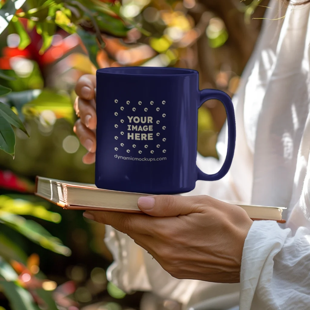 11oz Blank Navy Blue Ceramic Coffee Mug Mockup Template