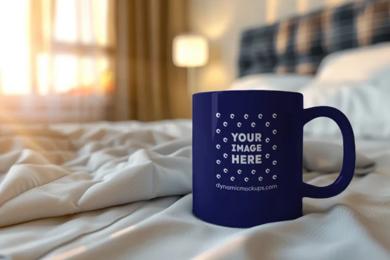 11oz Blank Navy Blue Ceramic Coffee Mug Mockup Template