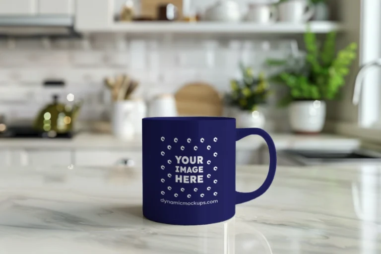 11oz Blank Navy Blue Ceramic Coffee Mug Mockup Template
