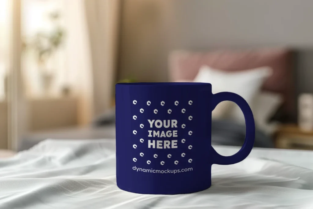 11oz Blank Navy Blue Ceramic Coffee Mug Mockup Template
