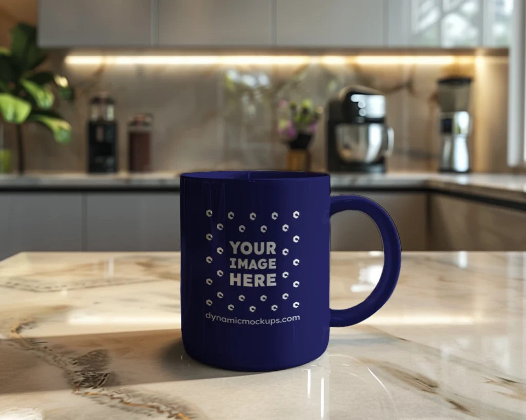 11oz Blank Navy Blue Ceramic Coffee Mug Mockup Template