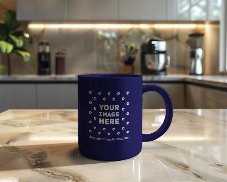 11oz Blank Navy Blue Ceramic Coffee Mug Mockup Template