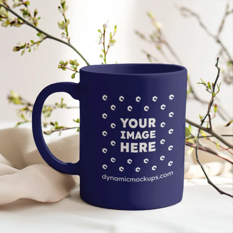 11oz Blank Navy Blue Ceramic Coffee Mug Mockup Template