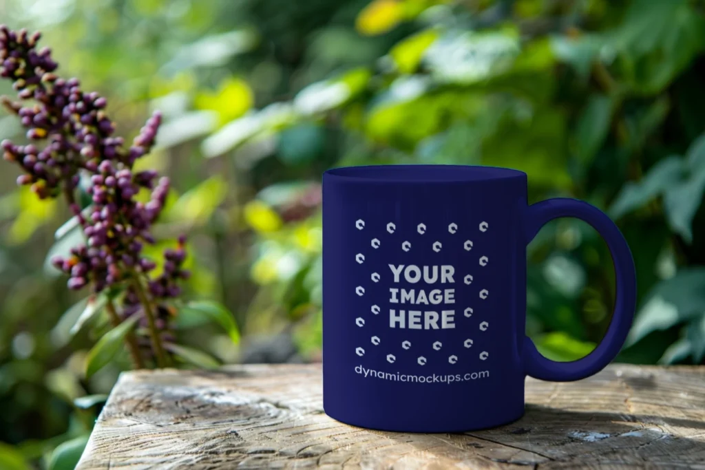 11oz Blank Navy Blue Ceramic Coffee Mug Mockup Template