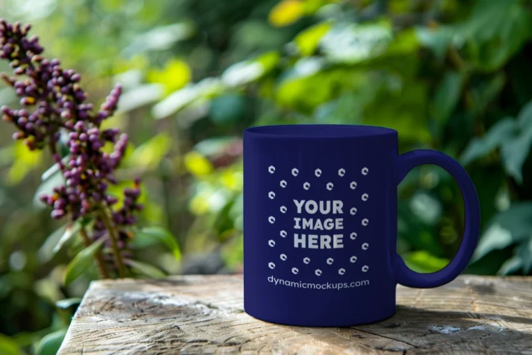 11oz Blank Navy Blue Ceramic Coffee Mug Mockup Template