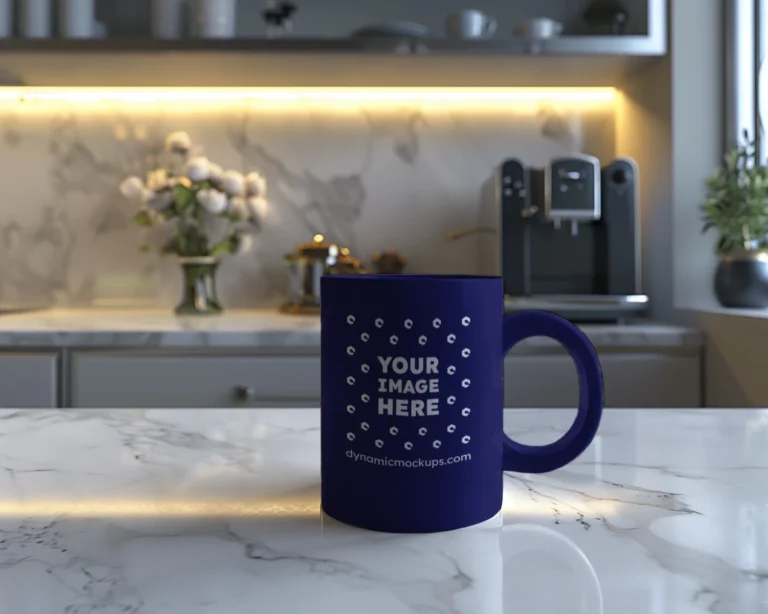 11oz Blank Navy Blue Ceramic Coffee Mug Mockup Template