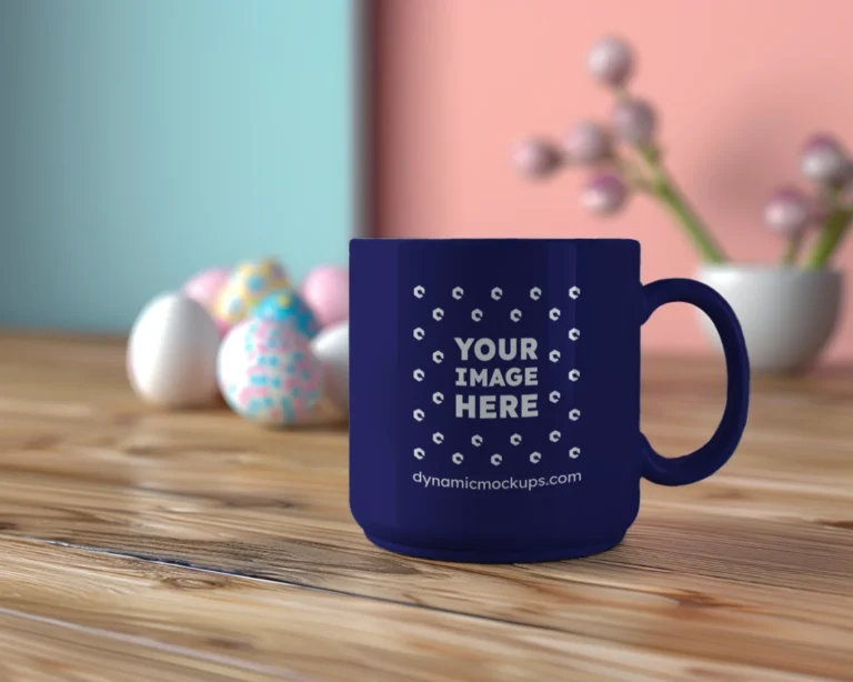 11oz Blank Navy Blue Ceramic Coffee Mug Mockup Template