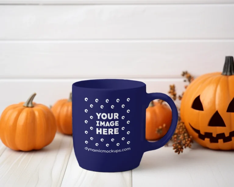 11oz Blank Navy Blue Ceramic Coffee Mug Mockup Template