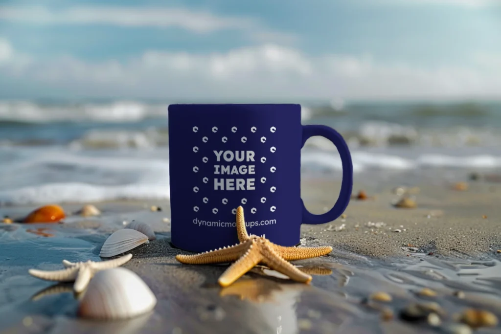 11oz Blank Navy Blue Ceramic Coffee Mug Mockup Template