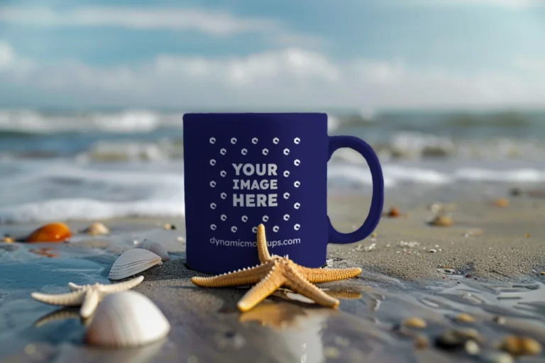 11oz Blank Navy Blue Ceramic Coffee Mug Mockup Template