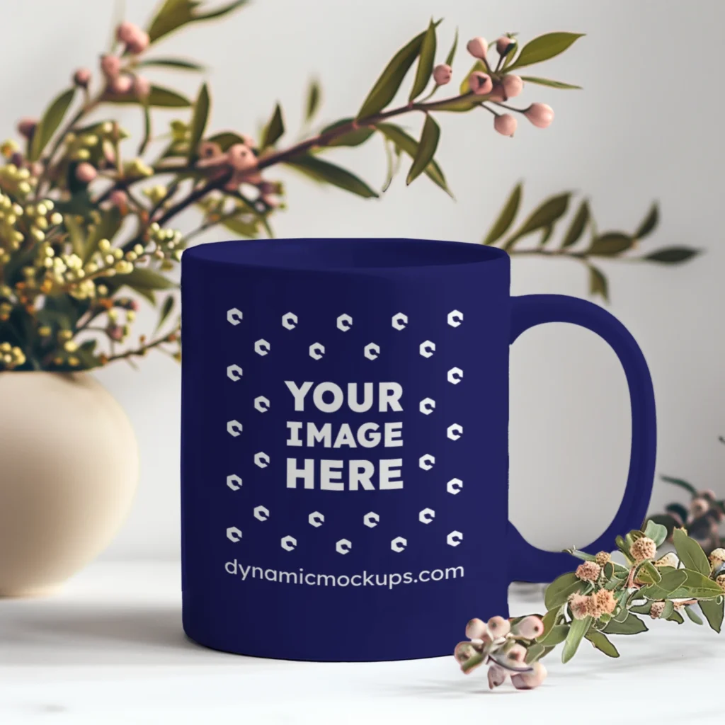 11oz Blank Navy Blue Ceramic Coffee Mug Mockup Template