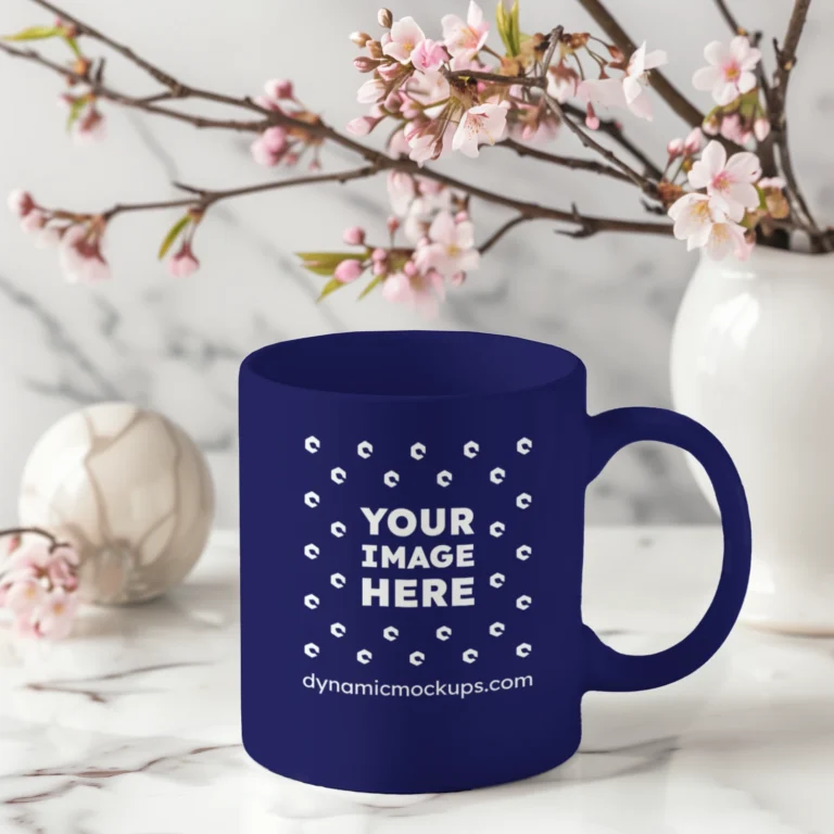 11oz Blank Navy Blue Ceramic Coffee Mug Mockup Template