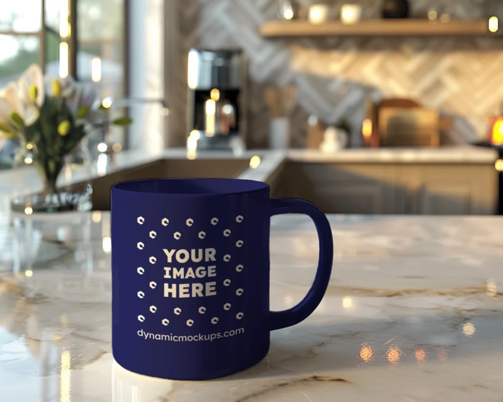 11oz Blank Navy Blue Ceramic Coffee Mug Mockup Template