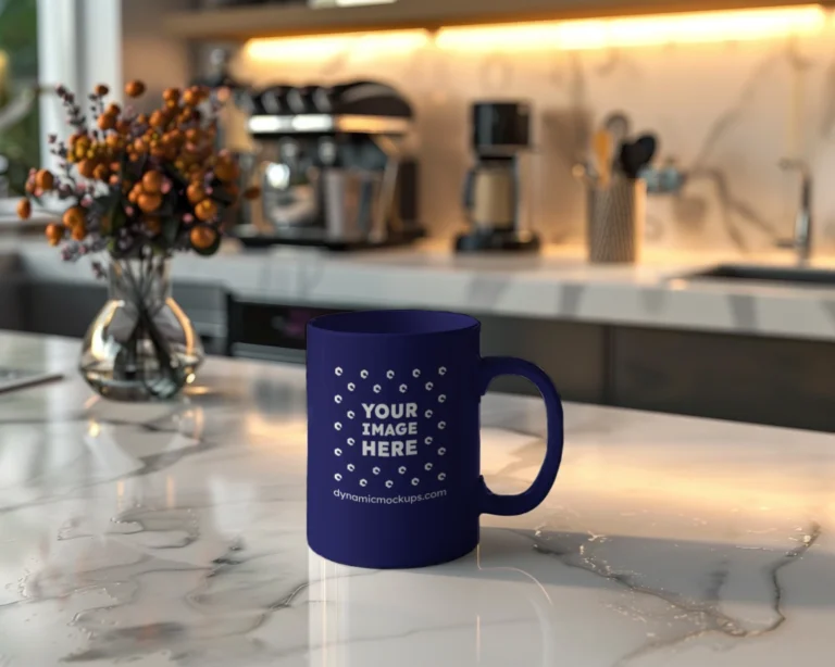 11oz Blank Navy Blue Ceramic Coffee Mug Mockup Template