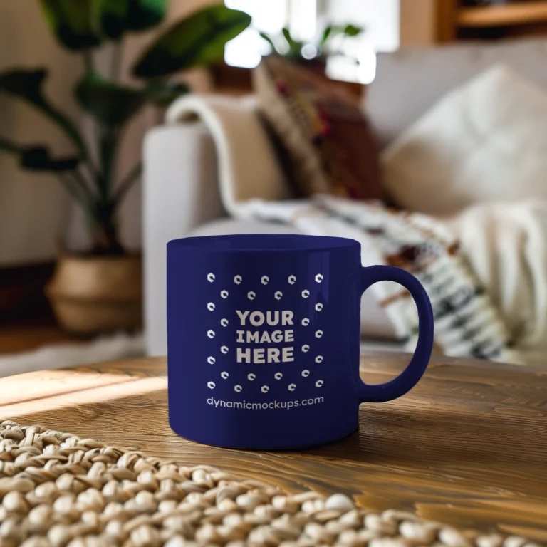 11oz Blank Navy Blue Ceramic Coffee Mug Mockup Template