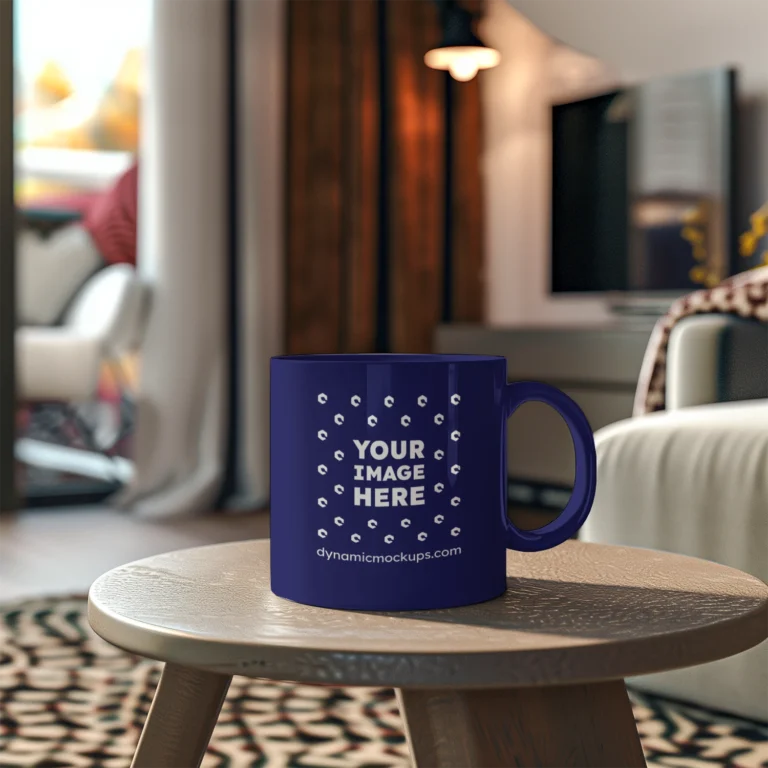11oz Blank Navy Blue Ceramic Coffee Mug Mockup Template