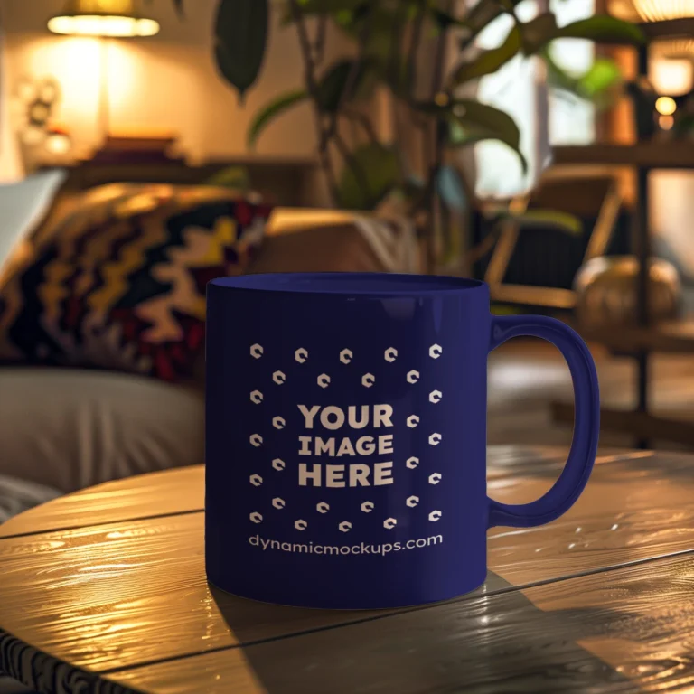 11oz Blank Navy Blue Ceramic Coffee Mug Mockup Template